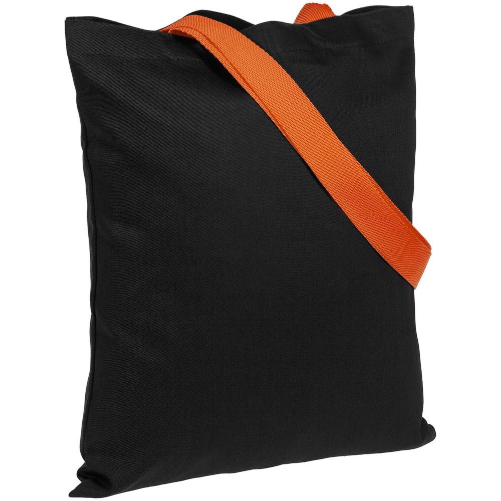 Артикул: P10766.32 — Холщовая сумка BrighTone, черная с оранжевыми ручками
