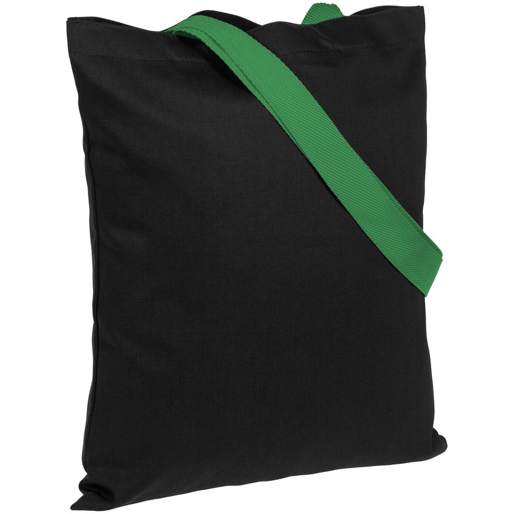 Артикул: P10766.39 — Холщовая сумка BrighTone, черная с зелеными ручками