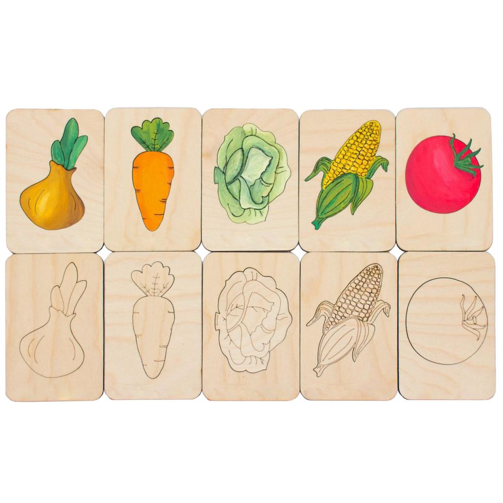 Артикул: P11495.01 — Карточки-раскраски Wood Games, овощи