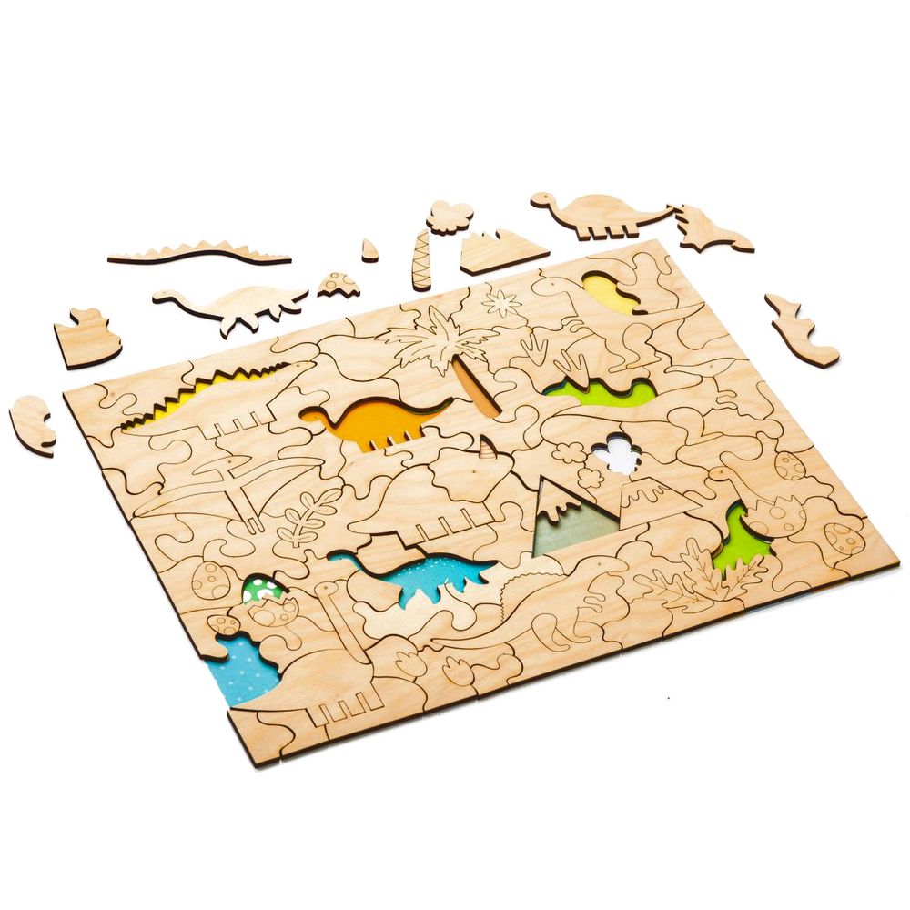 Артикул: P11497.02 — Развивающий эко-пазл Wood Games, динозавры