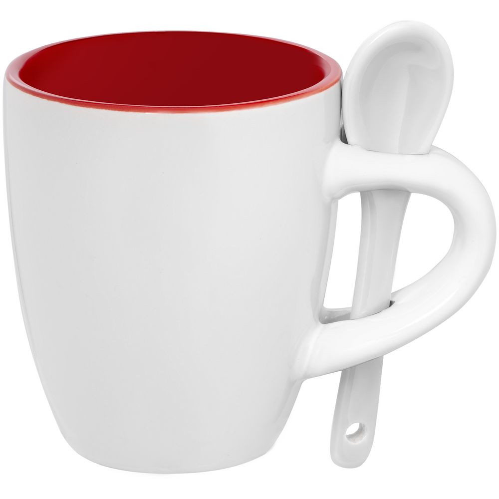 Артикул: P13138.56 — Кофейная кружка Pairy с ложкой, красная с белой