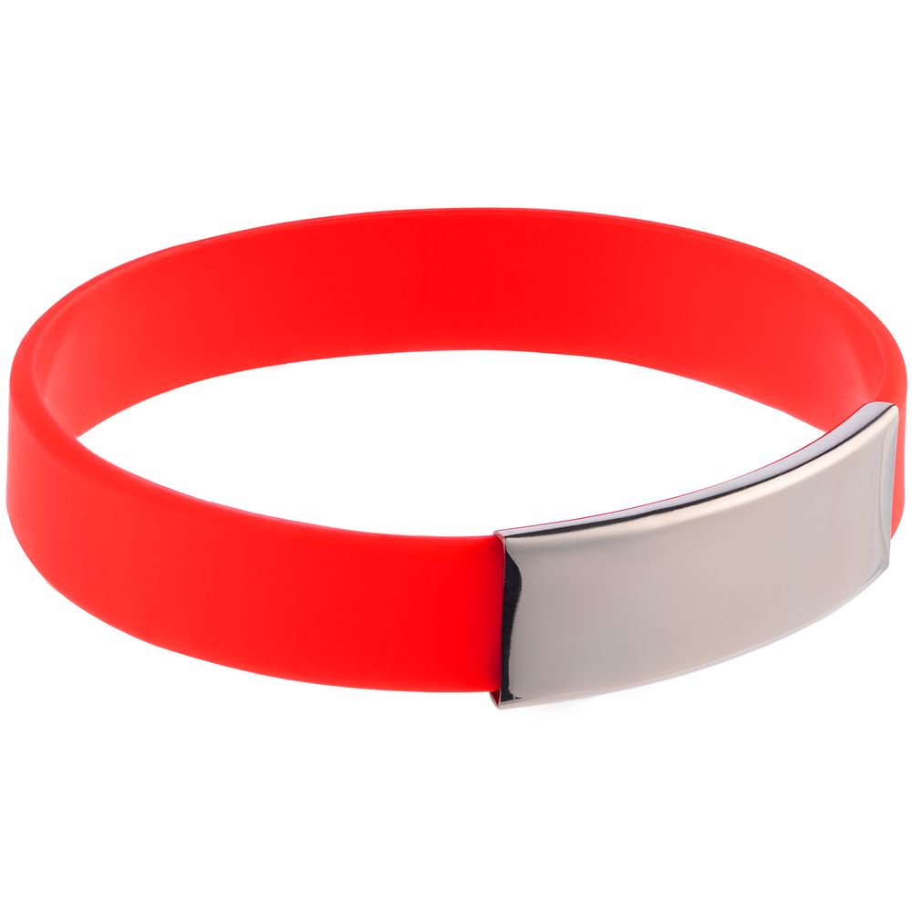 Артикул: P13746.50 — Силиконовый браслет Brisky с металлическим шильдом, красный