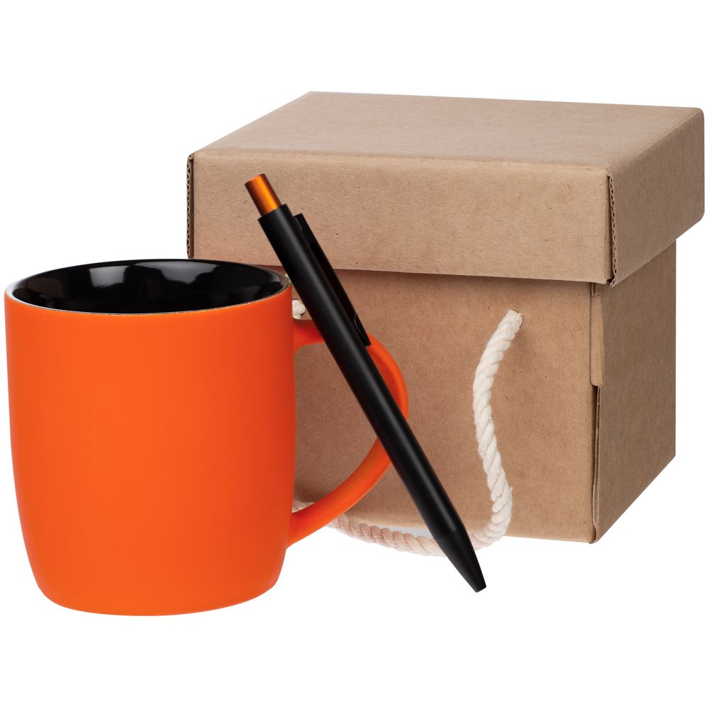 Артикул: P14345.23 — Набор Color Block: кружка и ручка, оранжевый с черным