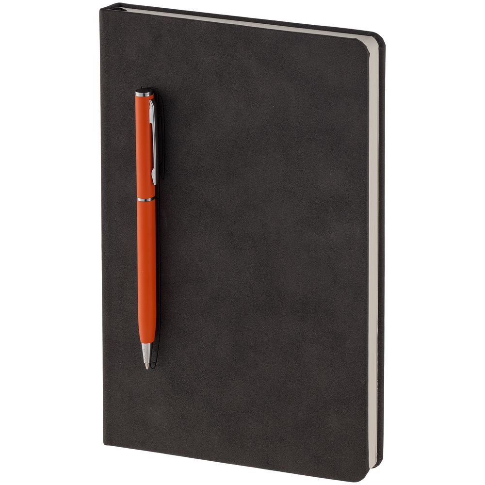 Артикул: P15016.20 — Блокнот Magnet Chrome с ручкой, черный с оранжевым
