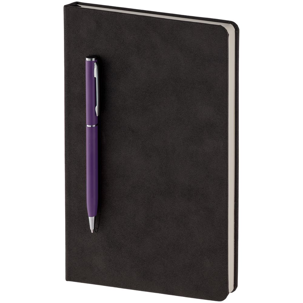 Артикул: P15016.70 — Блокнот Magnet Chrome с ручкой, черный с фиолетовым