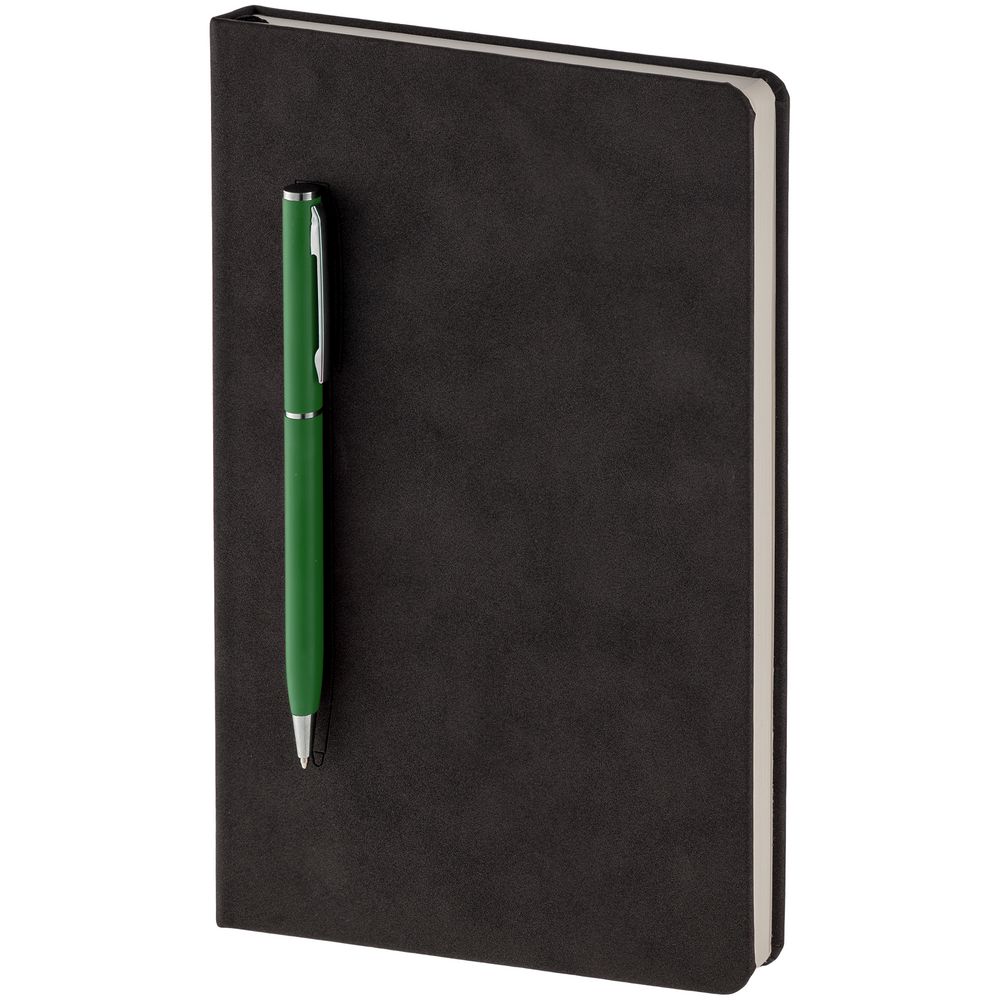 Артикул: P15016.90 — Блокнот Magnet Chrome с ручкой, черный с зеленым