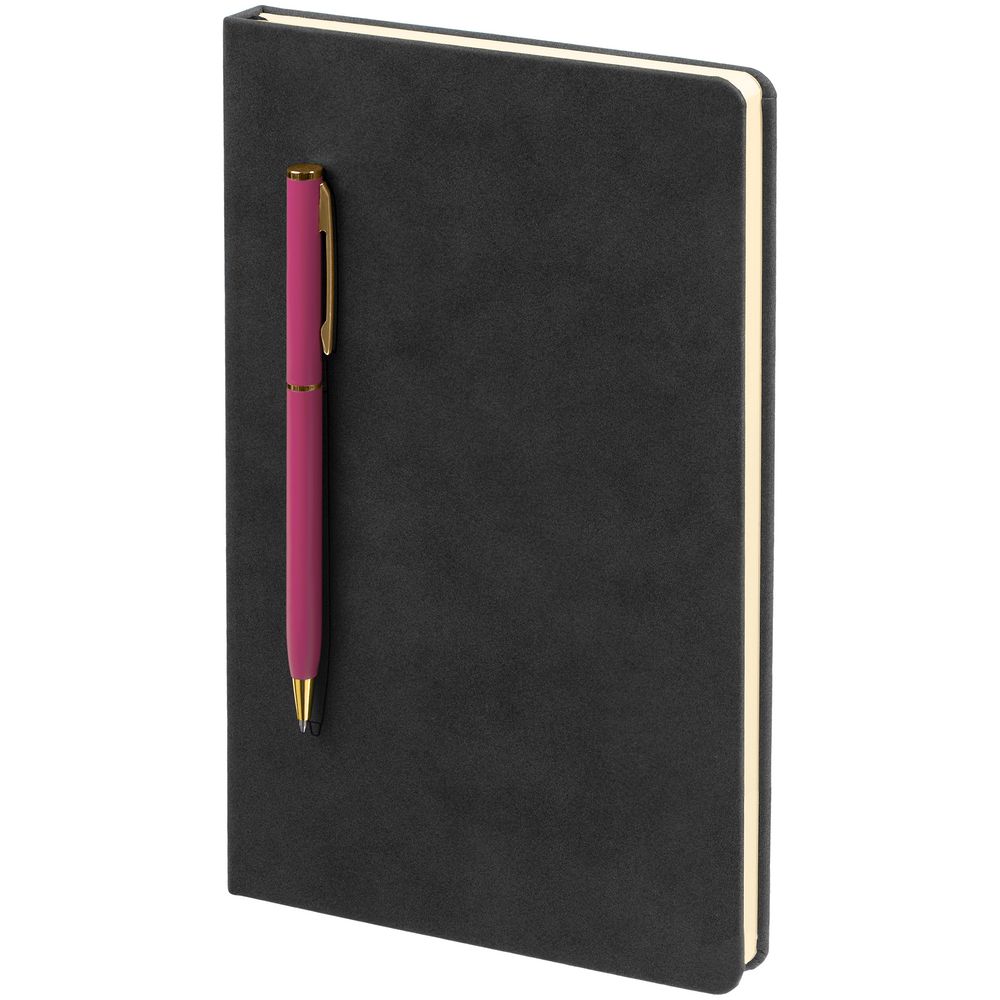 Артикул: P15050.15 — Блокнот Magnet Gold с ручкой, черный с розовым