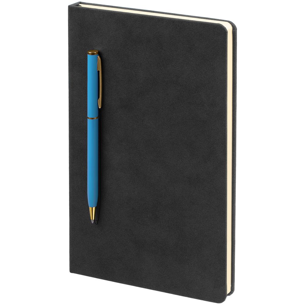 Артикул: P15050.44 — Блокнот Magnet Gold с ручкой, черный с голубым