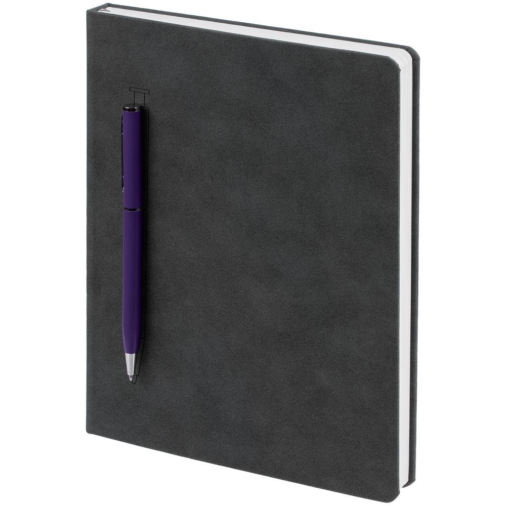 Артикул: P15070.17 — Ежедневник Magnet Chrome с ручкой, серый с фиолетовым