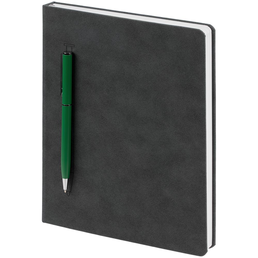 Артикул: P15070.19 — Ежедневник Magnet Chrome с ручкой, серый с зеленым