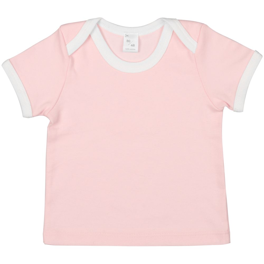 Артикул: P18136.15 — Футболка детская с коротким рукавом Baby Prime, розовая с молочно-белым