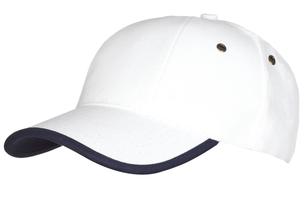 Артикул: P1849.67 — Бейсболка Unit Trendy, белая с темно-синим кантом