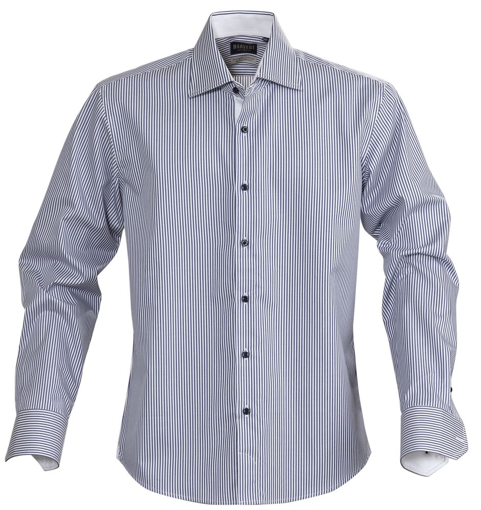 Артикул: P6561.40 — Рубашка мужская в полоску Reno, темно-синяя