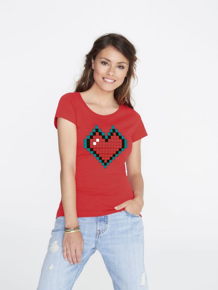 Артикул: P70863.50 — Футболка женская Pixel Heart, красная