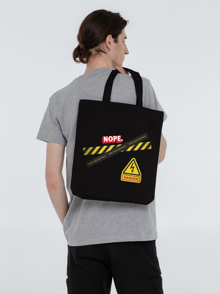 Артикул: P71571.30 — Холщовая сумка с термонаклейками Cautions, черная
