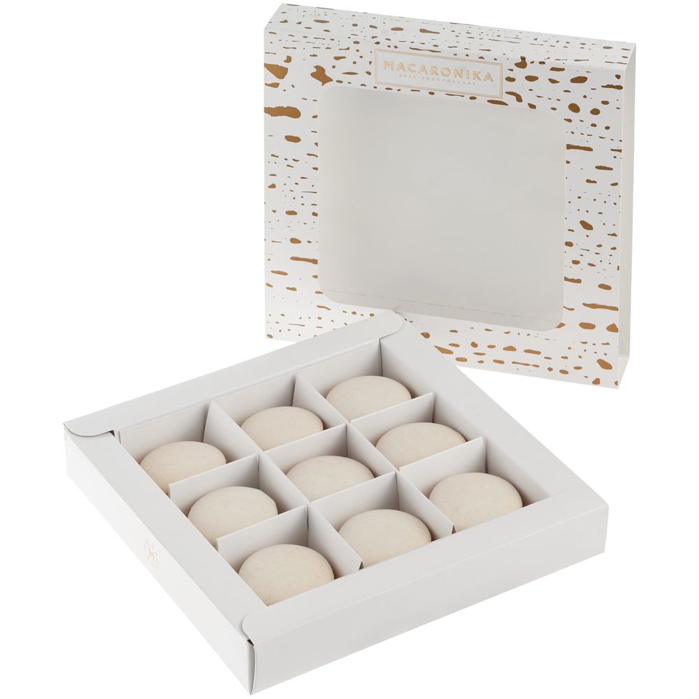 Артикул: P75014.00 — Набор из 9 пирожных макарон, в коробке с окошком