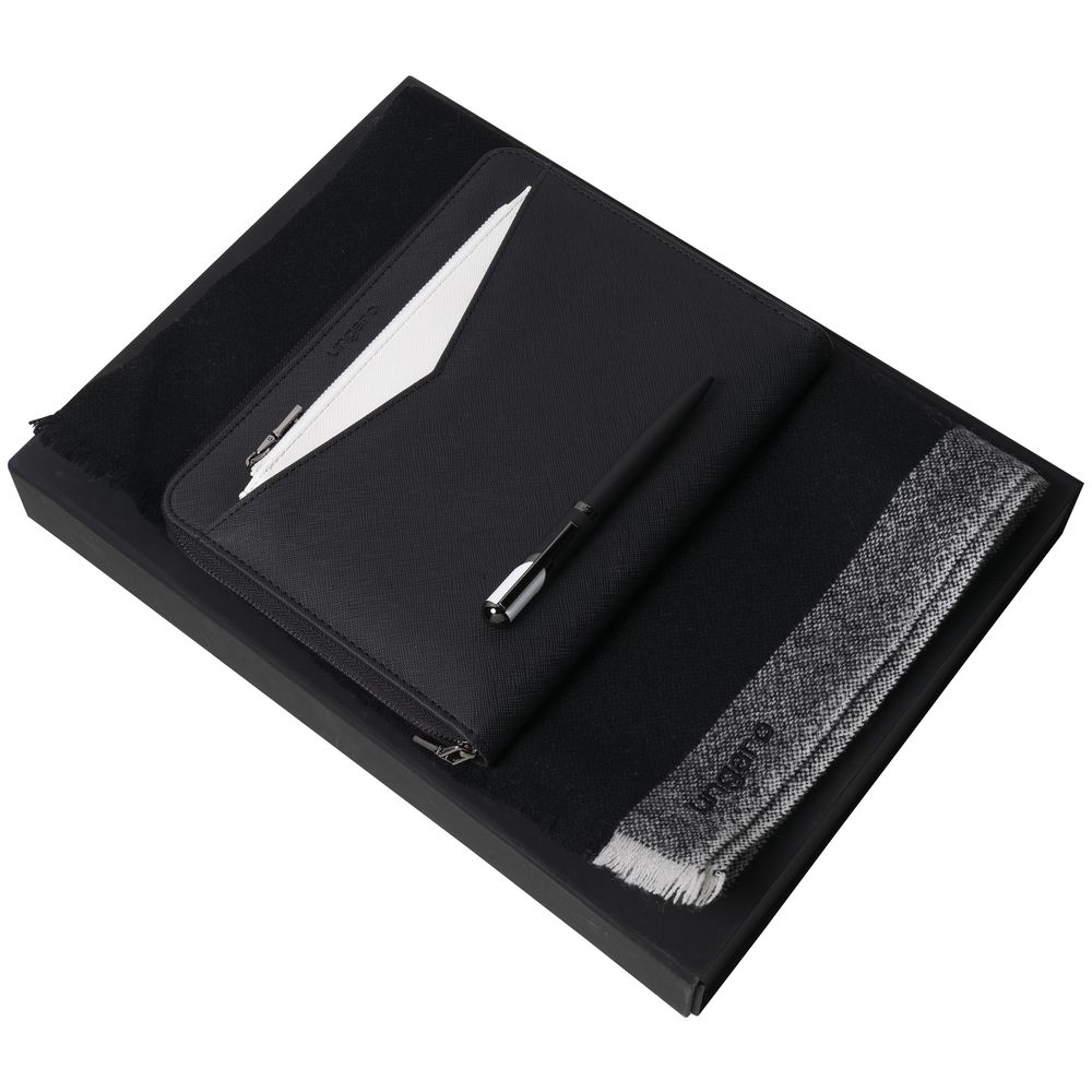Артикул: PUPBEM917F — Набор Cosmo: папка с блокнотом А5, ручка и шарф, черный
