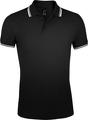 P5851.36 - Рубашка поло мужская Pasadena Men 200 с контрастной отделкой, черная с белым