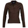P11317398 - Рубашка поло женская с длинным рукавом Podium 210 шоколадно-коричневая