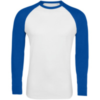 P02942907 - Футболка мужская с длинным рукавом Funky Lsl, белая с ярко-синим