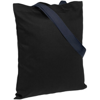P10766.34 - Холщовая сумка BrighTone, черная с темно-синими ручками