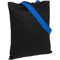 P10766.38 - Холщовая сумка BrighTone, черная с ярко-синими ручками