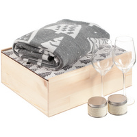 Набор с пледом и бокалами для вина «Снежность», ваниль (P11108.01)