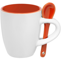 Кофейная кружка Pairy с ложкой, оранжевая (P13138.20)