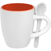 P13138.26 - Кофейная кружка Pairy с ложкой, оранжевая с белой
