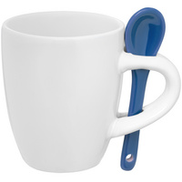 Кофейная кружка Pairy с ложкой, белая с синей (P13138.64)