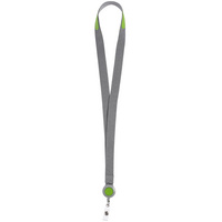 P13761.19 - Лента для бейджа с ретрактором Devon, серая с зеленым