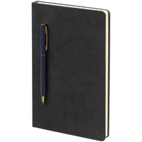 Блокнот Magnet Gold с ручкой, черный с синим (P15050.40)