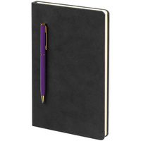 Блокнот Magnet Gold с ручкой, черный с фиолетовым (P15050.70)