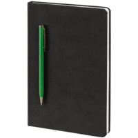 Блокнот Magnet Gold с ручкой, черный с зеленым (P15050.90)