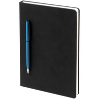 Ежедневник Magnet Chrome с ручкой, черный c голубым (P15070.44)