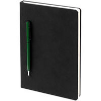 Ежедневник Magnet Chrome с ручкой, черный c зеленым (P15070.90)