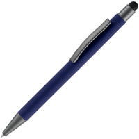 Ручка шариковая Atento Soft Touch со стилусом, темно-синяя (P16428.40)