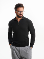 Рубашка поло мужская с длинным рукавом Terrazzo, черная (P19098.30)