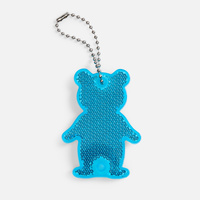 Пешеходный светоотражатель с цепочкой «Мишка», синий (P24815.40)