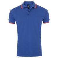 P5851.45 - Рубашка поло мужская Pasadena Men 200 с контрастной отделкой, ярко-синяя (royal) с неоново-розовым