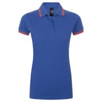 P5852.45 - Рубашка поло женская Pasadena Women 200 с контрастной отделкой, ярко-синяя (royal) с неоново-розовым