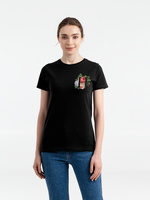 Футболка женская &laquo;Цветочная азбука Н&raquo;, черная (P70390.30)