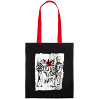 Холщовая сумка Make Love, черная с красными ручками (P70426.50)