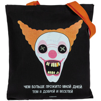 Холщовая сумка «Цирк», черная с оранжевыми ручками (P70669.32)