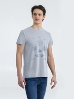 Футболка приталенная Old Patents. Wheel, голубой меланж (P70755.14)