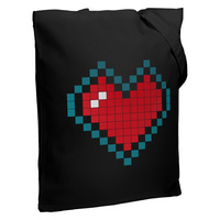 Холщовая сумка Pixel Heart, черная (P70862.30)
