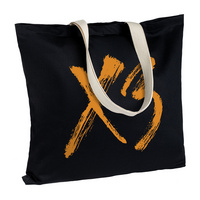 P71074.03 - Холщовая сумка «ХЗ» с внутренним карманом, черная с оранжевым