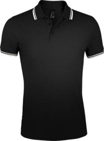 Рубашка поло мужская Pasadena Men 200 с контрастной отделкой, черная с белым (P5851.36)