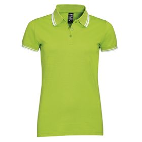 Рубашка поло женская Pasadena Women 200 с контрастной отделкой, зеленый лайм с белым (P00578794)