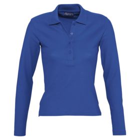 Рубашка поло женская с длинным рукавом Podium 210 ярко-синяя (P11317241)